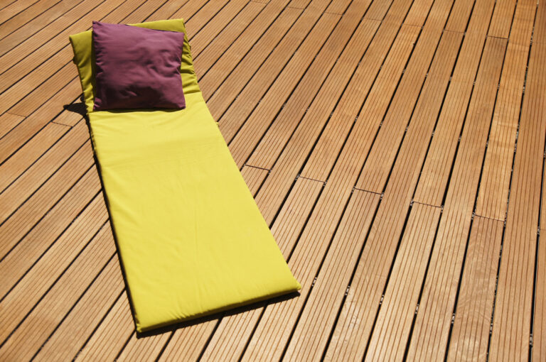 relaxing on a CUMARU wooden deck